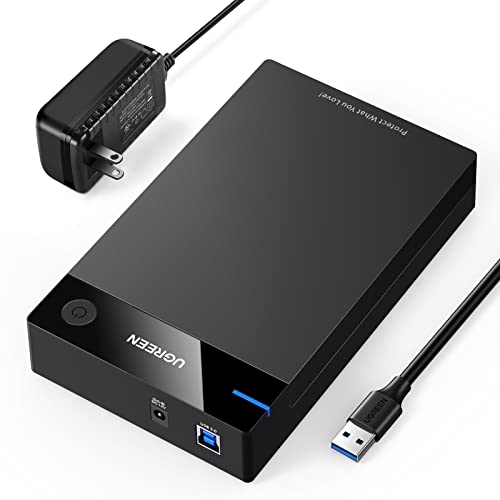 UGREEN External Hard Drive Enclosure for 3.5 2.5 Inch SATA SSD HDD USB 3.0 to SATA III Hard Drive Case with UASP 12V Power Adapter Compatible with WD Seagate Toshiba Samsung Hitachi PS5 Xbox
