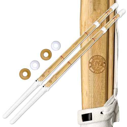 Zanshin Budo - Set of 2 47" - Size 39 - Handmade Bamboo Sword Cosplay Decorative Original Texture for Anime, Suitable for Cosplay, Decoration, Collection