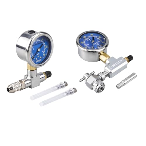 NICECNC Universal 600PSI High Accuracy Nitrogen Filling Tool with Extension & 600psi Shock Nitrogen Gauge Needle Fill Tool