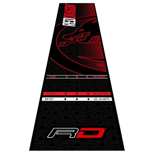 RED DRAGON Soft Feel Dart Mat with Throw Line for Soft and Steel Tip - Floor Mat Protection for Dart Board