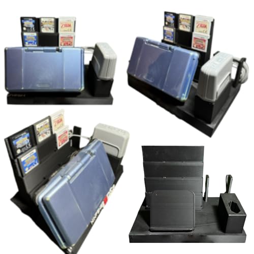 Display Stand for Nintendo New 3DS XL | Console Stand with 12 Game Cartridges Holder & Charging Dock | Ideal for Gamers & Collectors (for New 3DS XL)