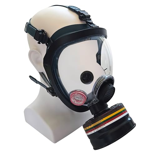KYNG GAS Mask - 40 mm NBC Filter - Full Face Respirator Mask CBRN Survival & Tactical Gas Mask for Chemical Fumes, Particulates, and Smoke Protection, Military Grade Construction