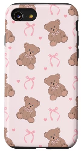iPhone SE (2020) / 7 / 8 Coquette Teddy Bear Pink Bow Aesthetic Pink Girly Case
