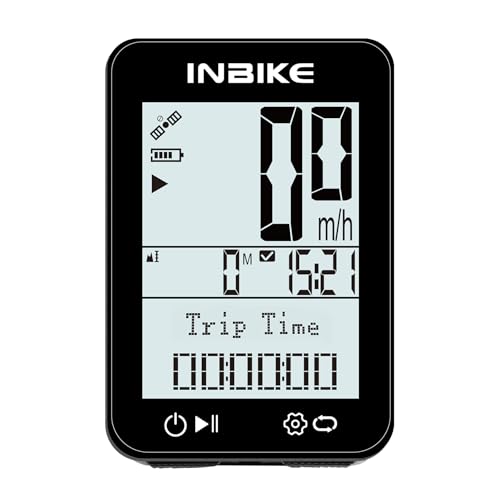 INBIKE GPS Wireless Bike Computer with Mount, IPX7 Waterproof Bike Speedometer, 2.4 LCD Cycling Computer with Automatic Backlight