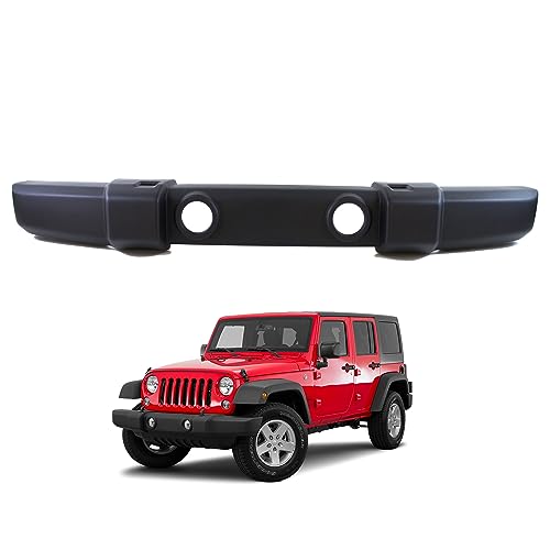 IAMAUTO 16888 Front Bumper Cover Textured Black With Fog Lamp Holes And Tow Hook Holes Compatible With 2007-2018 Jeep Wrangler JK