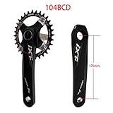 DECKAS 170mm Crankset, 104BCD 32T 34T 36T 38T Oval Single Speed Narrow Wide Tooth Chainring and Crank Arm Set for MTB BMX Road Bicycle (Black 34T)