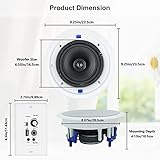 Herdio 6.5 Inch Bluetooth Ceiling Speakers 320W 2-Way Flush Mount in Wall Amplifier Receiver Suitable for Home Theater Bathroom Living Room Kitchen Office (White, Pair)