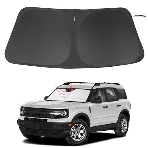 Windshield Sun Shade Custom Fit for 2021 2022 2023 2024 2025 Ford Bronco Sport Accessories Foldable Sunshade Sun Blocker Protect Car from Sun Rays & Heat Damage Keep Car Cooler