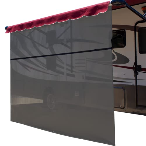 ShadePro - Vista Shade - RV Awning Shade Screen - Zipper Sun Screen Installs in Seconds - Solar Mesh Blocks 87% of Sunlight - The Original Camper Sunscreen Shade for Awnings - 18' x 9' - Grey