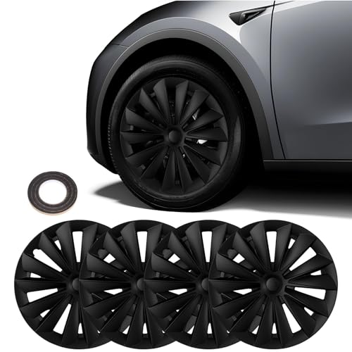 BASENOR Tesla Model Y Wheel Covers 19 Inch Hubcaps Replacement Hub Caps OEM Rim Protector Black Wheel Caps Car Protection for Tesla Exterior Accessories