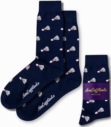 AUSCUFFLINKS Badminton Socks For Him & Her | Fun Gift Socks For Dad & Mum (BADMINTON)