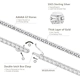 KRKC&CO 4mm Tennis Chain for Men, S925 Sterling Silver with White Gold Plated Necklace, Iced Out 5A Cubic Zirconia Stones, Hip Hop Jewelry for Men Rappers (16 Inches, 4mm-white gold)