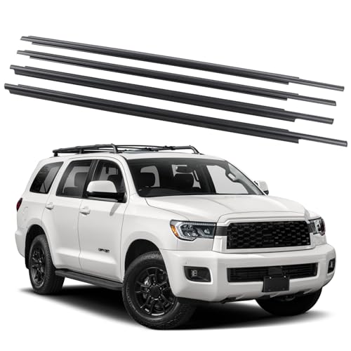 4Pcs Weatherstrip,Window Moulding Trim Seal Belt Compatible with Toyota Sequoia 2008-2020 Replace# 68163-0C031 68164-0C031 68160-0C020 68210-0C020