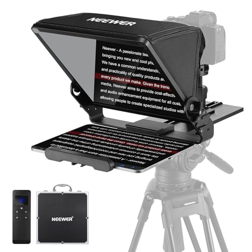 Neewer Teleprompter with Arca Type Camera Mount, Cold Shoes, RT113 Remote Teleprompter App, Online Teaching/Vlogger/Live Streaming Prompter for iPad Tablet, Assembly Free, X12II