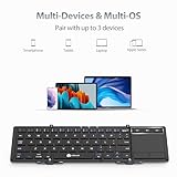 iClever Foldable Keyboard, BK08 Bluetooth Keyboard with Sensitive Touchpad, Multi Devices, Pocket-Sized Tri-Folding Portable Keyboard for iPad, iPhone, Smartphone, Laptop and Table