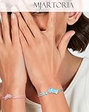 MJartoria BFF Necklace and Bracelets for 2-Butterfly Friendship Necklace Bracelet Best Friend Necklace Matching Necklace Bracelets Gifts (Pink+Blue-Silver)