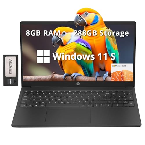 HP 15.6" HD Laptop, Intel N200 Processor, 8GB RAM, 288GB Storage(128GB SSD+160GB Docking Station Set), Intel UHD Graphics, Numeric Keypad, HD Webcam, Wi-Fi 6, 1 Year Office 365, Win 11 S, Black