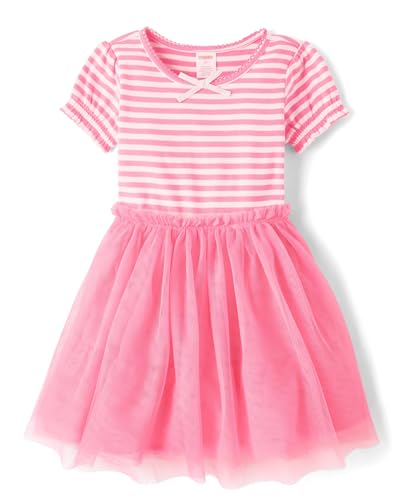 Gymboree,Girls,and Toddler Short Sleeve Tulle Dress,Pink Striped,8