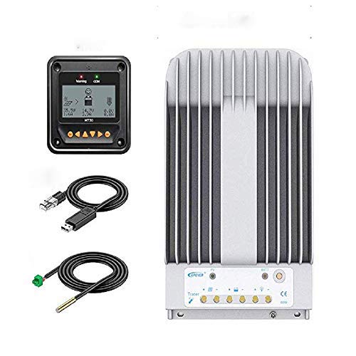 EPEVER 20A MPPT Solar Charge Controller 12/24VDC Automatically Identifying System Voltage with MT50 Remote Meter &Temperature Sensor RTS &Communication Cable RS485