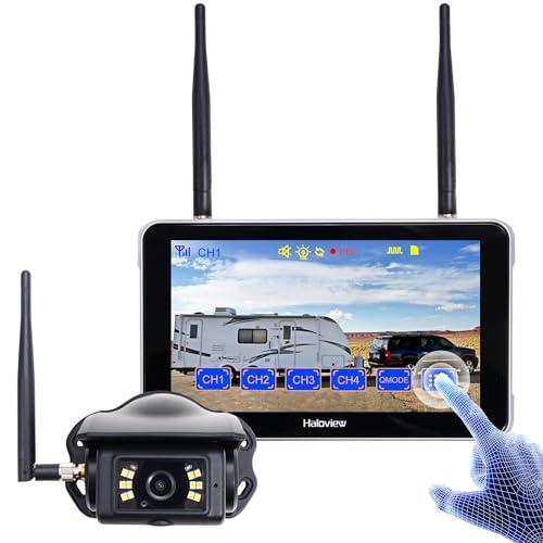 Haloview BT7 Touch RV Backup Camera Wireless 2.4G Digita FHD 1080P DVR Rearview Full-Color Night Vision Cam and 7" Touch Screen Monitor System for RV,Truck,Trailer,Truck,Camper,Van,Pickup