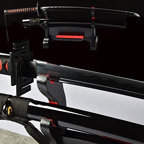 Kurosaki Ichigo Cosplay Katana Hand Forged 1095 High Carbon Steel Full Tang Black Blade Japanese Anime Samurai Sword Real Sharp Weapon Combat Ready