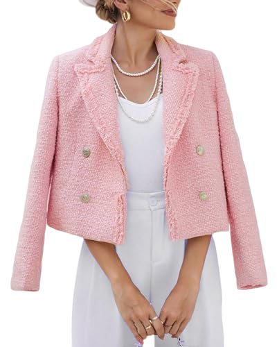 Winter Blazers Jackets for Women 2024 Trendy Warm Womens Winter Clearance Prime Wool Coats Corduroy Chaquetas De Invierno para Mujer Fshion Dressy Winter Jacket Blazer Suit Coat Pink S