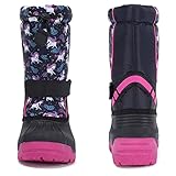 CIOR Kids Snow Boots for Boys Girls Toddler Winter Outdoor Boots Waterproof with Fur Lined(Toddler/Little Kids) Du Black-23/24