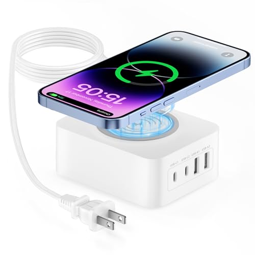 60W Charger Block,Fast Wireless Charger for iPhone 16/16 Pro/16 Pro Max/16 Plus/15/14/13/12,Samsung Galaxy S24/A15 5G/A35/A55/A25,Motorola Razr 2024,Edge 2024,G Stylus,4-Port USB C Charging Station