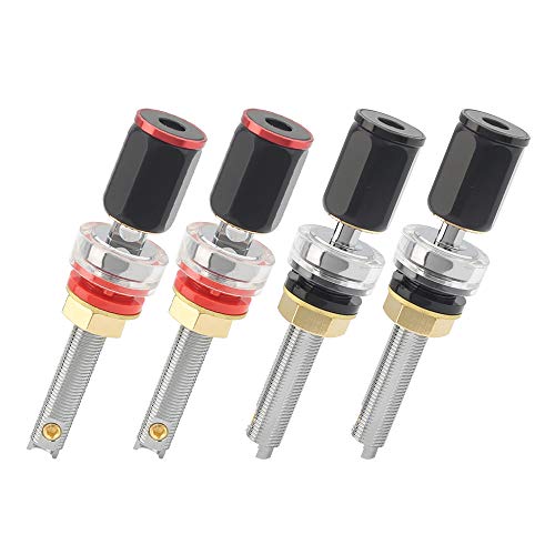 Audiocrast 4X HiFi Speaker Binding Post Connectors Rhodium-Plated Audiophile Banana Plug Socket Jack 4MM Amplifier Speaker Terminals M8 Threaded Hi-end Audio Video Cable Plugs - Long