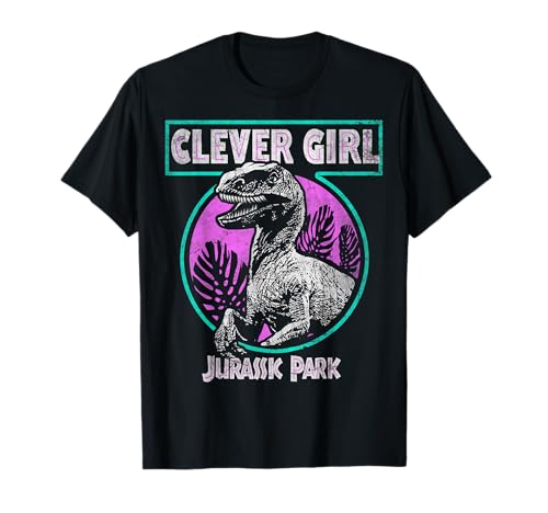 Jurassic Park Distressed Teal Raptor Clever Girl Short Sleeve T-Shirt