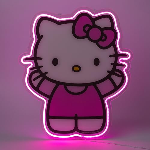 Silver Buffalo Sanrio Hello Kitty LED Neon Light Die Cut Acrylic Wall Art, 16"x19"