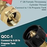 GASPRO Upgraded Propane Refill Adapter with Valve and Gauge, Fill 1 lb Bottles from 20 lb Tank, 90-Degree Elbow Design, Easy to Use, Solid Brass