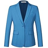 Kelyaa Women's 2 Piece Suit Notched Lapel One Button Slim Fit Business Office Work Tuxedo Blazer Pants Set Bright Blue