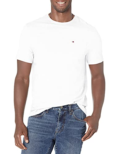 Tommy Hilfiger Men's Short Sleeve Crewneck T Shirt with Pocket, Cotton White, 5XL