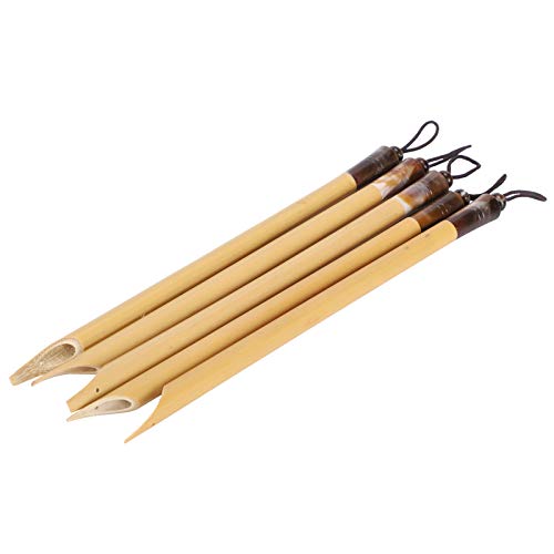 Bamboo Cane Qalam Pens, 5PCS Calligraphy Dive Pen, Vintage Handcrafted Manga Calligraphy Pens for Writing, Drawing, Painting (Natural Bamboo Tip Set)