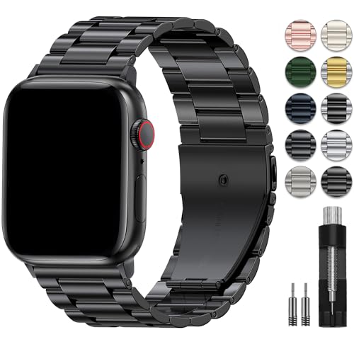 EPULY Metal Band Compatible with Apple Watch Band 49mm 46mm 45mm 44mm 42mm 41mm 40mm 38mm Men & Women, Business Stainless Steel Strap for iWatch Bands Ultra 2, SE, Ultra Series 9 8 7 6 5 4 3 2 1