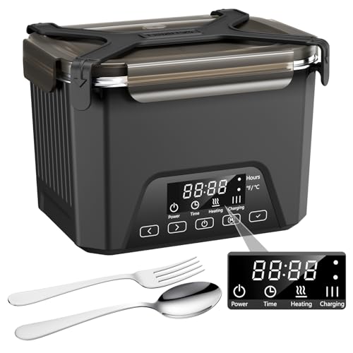 Cordless Electric Lunch Box, Electric Lunch Box for Adults, Heated Lunch Box Battery Powered with Automatic Heating, 1.2L Self Heating Lunch Box Cordless,BPA Free, Meal Prep Friendly