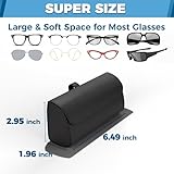 ROSON Sunglasses Holder for Car Visor, Leather Auto Eyeglasses Sun Visor Organizer Case, Handmade Universal Vehicle Visor Accessories Glasses Protective Storage Box for Man Women (Black)