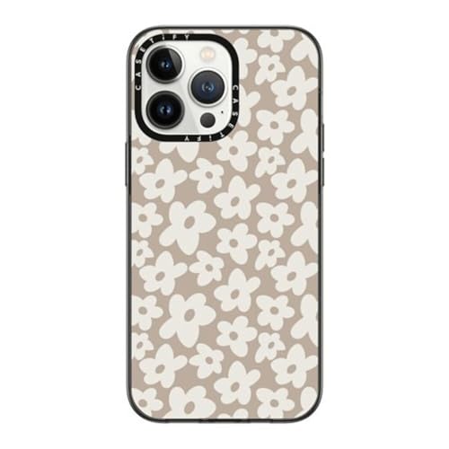 CASETiFY Compact iPhone 14 Pro Max Case [4 ft. 2X Military Grade Drop Protection/Slim/Lightweight] - Natural Flower - Clear Black