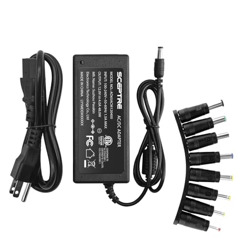 Kado Power Adapter 12V-4A 3A 2.5A 2A 1.25A 1A AC/DC Power Cord 5.5x2.1mm with 8 Tips Made for Sceptre Monitor, Echo Smart Speaker & Display, Webcam, Router, Mini PC, Projector, CCTV, Bluetooth Speaker