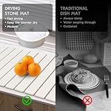 Large Stone Dish Drying Mats for Kitchen Counter, Quick Dry Collapsible Dish Drying Mat, Eco-Friendly Absorbent Foldable Diatomaceous Earth Mats for Dishes Bottles Cups, Match Any Countertop, 24"×16"