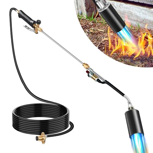 Propane Torch Weed Burner High Output 1,800,000 BTU Weed Flame Torch with 10FT Hose, Self Igniter and Turbo Trigger, 37.5" Long Arm Flamethrower for Weeding, Roofing, Melting, Garden, Driveway