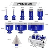 SHDIATOOL Diamond Tile Drill Bits Set,Porcelain Hole Saw, Cutter for Marble Ceramic Granite 9pieces(6/6/20/25/35/50/75/100mm/2 inch)