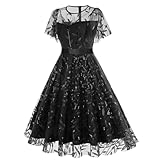 Sparkle Glitter Sequin Floral Embroidered Dress for Women Shiny Flower Embroidery Tulle Prom Dress Bling Glittery Dress Floral Homecoming Dress Short Vintage Summer Sequined Dresses Black Squined XXL