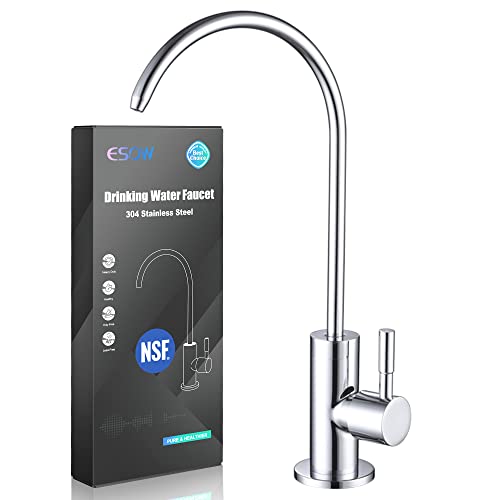 ESOW Kitchen Water Filter Faucet, 100% Lead-Free Drinking Water Faucet Fits Most Reverse Osmosis Units or Water Filtration System in Non-Air Gap, Stainless Steel 304 Body Polished Chrome Finish