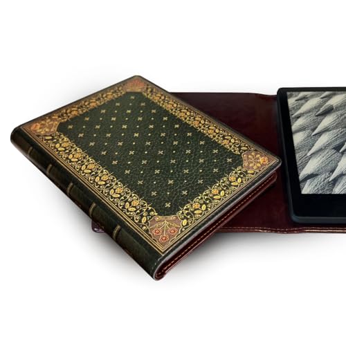 KleverCase Universal Book Cover for eBook Readers. Fits All e-Reader Brands Including Kobo, Nook, Kindle Paperwhite (inc 12th Gen & Signature Edition), Kindle, storytel and More. (Ornate Green)