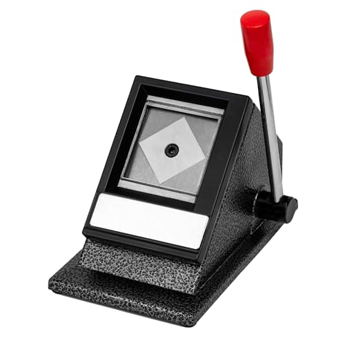 YuanWH Table Top Passport ID Photo Cutter 2""×2"", Ergonomic Picture Cutter with Long Handle, Manual Cutter Punch with Precise Cutting for Standard Photo, PVC Cards, and More, Black