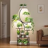 BACEKOLL Plant Stand Indoor with Grow Lights, 8 Tiered Indoor Plant Shelf, 62" Tall Plant Stand for Indoor Plants Multiple, Metal Plant Flower Holder, S-Shaped Plant Rack for Home,Patio(Patent Design)