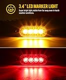 Partsam 4Pcs 3.4 inch Aluminum Housing Red/Amber LED Clearance Side Marker Lights, Surface Mount Marker Lights of Trailer Pickup Truck Tractor RV Motorcycle Golf Cart, IP67 Waterproof(2Red +2 Amber)