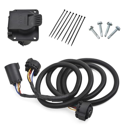 MITZONE 7-Foot 7-Pin Vehicle-Trailer Wiring Plug Harness Extension Compatible with Chevy/Dodge/Ford/GMC/Nissan/Toyota/Ram for Fifth-Wheel and gooseneck Trailers [Truck Bed Extension] 56070